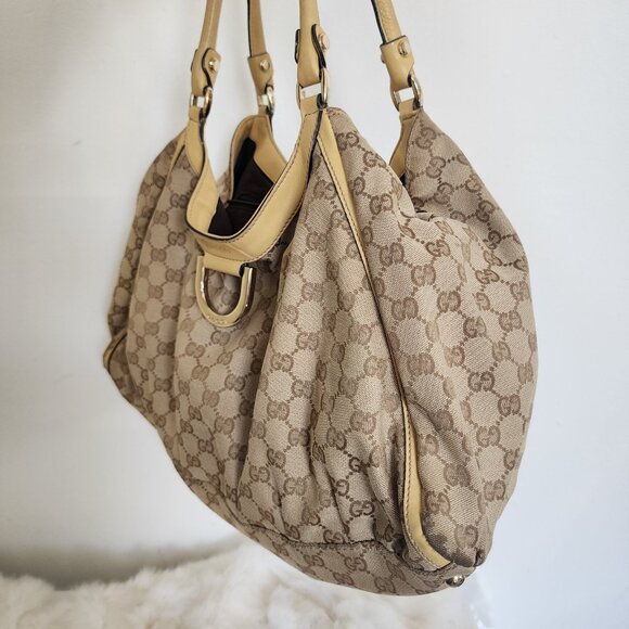 Gucci GG Canvas Abbey Line Purse Brown Beige Monogram Shoulder Bag Purse - Picture 15 of 16